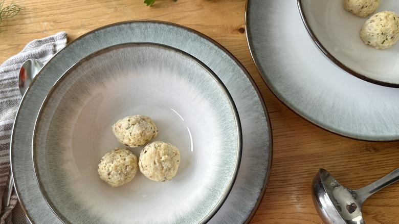 Matzo balls in bowls