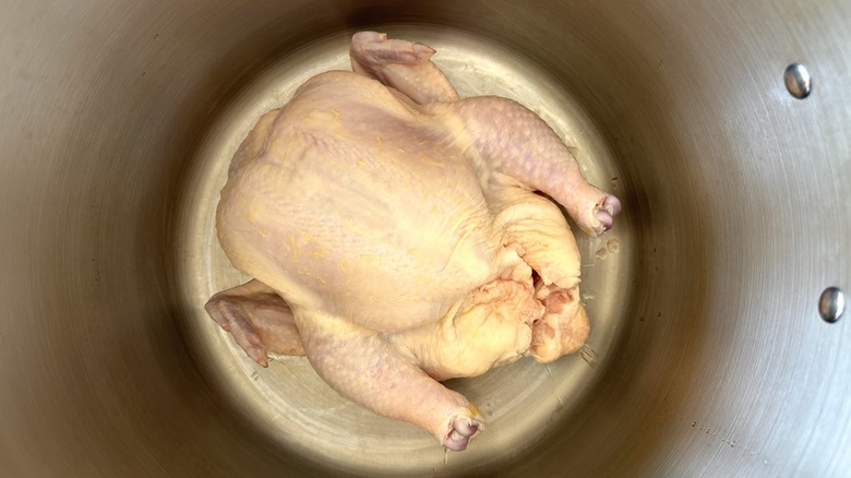 Chicken in stock pot