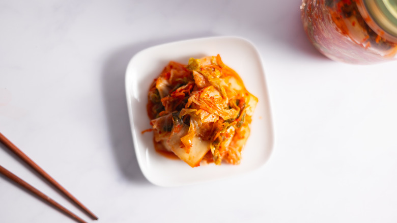 kimchi on plate 