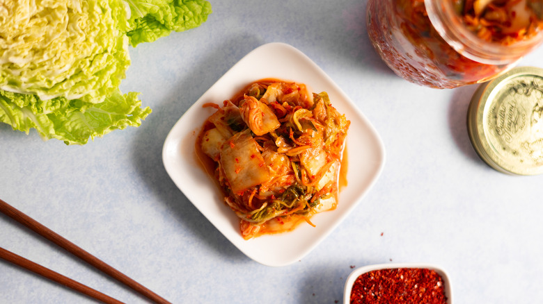 kimchi on plate 