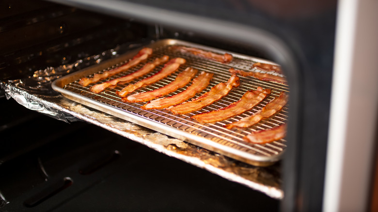 Bacon strips in oven