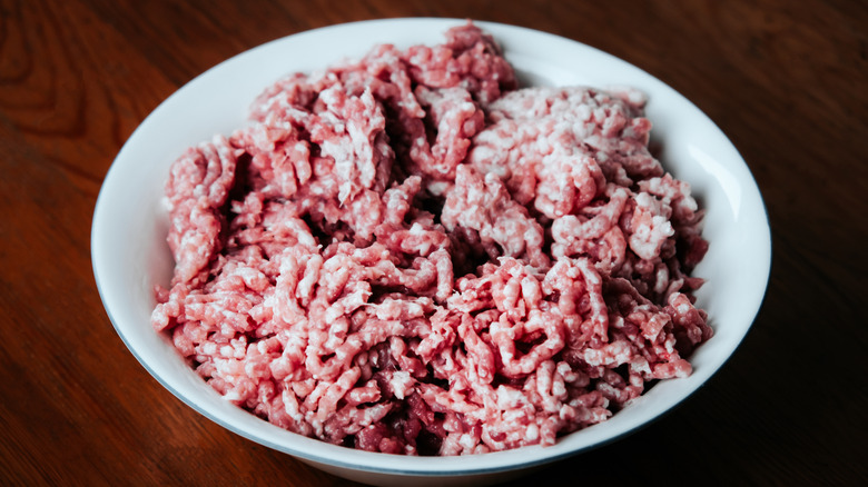 Bowl of ground pork