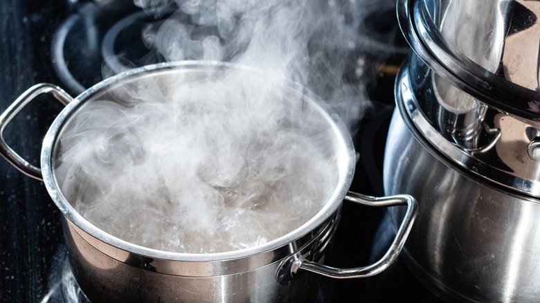 Boiling pot of water