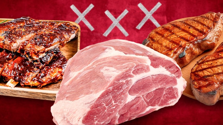 Various types of pork