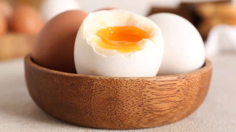 Bowl of soft boiled eggs