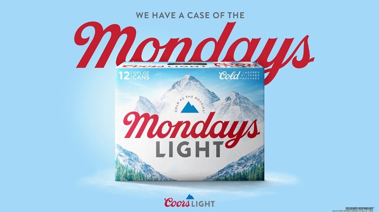 A case of Mondays Light beer by Coors