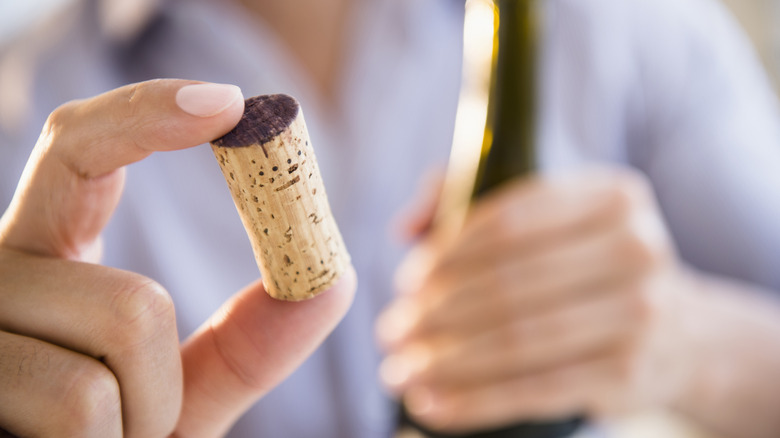 person holding wine cork