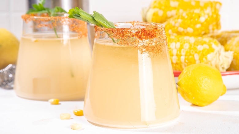 Corn margaritas with Tajin