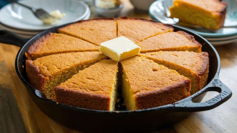 Cornbread in a skillet