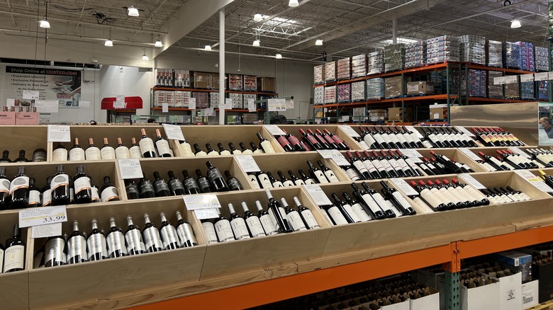 Wine on shelves at Costco