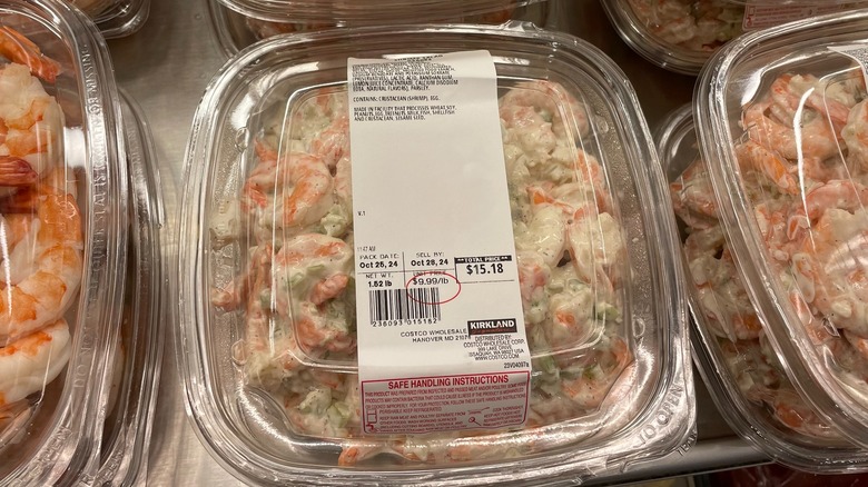 A package of Costco shrimp salad