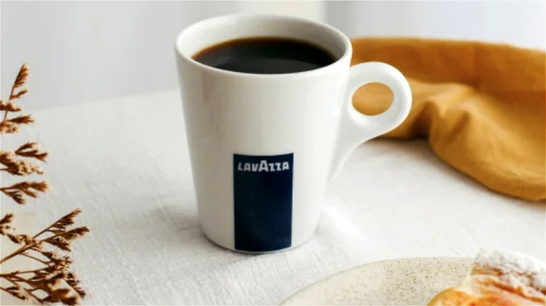 Lavazza espresso coffee in white mug