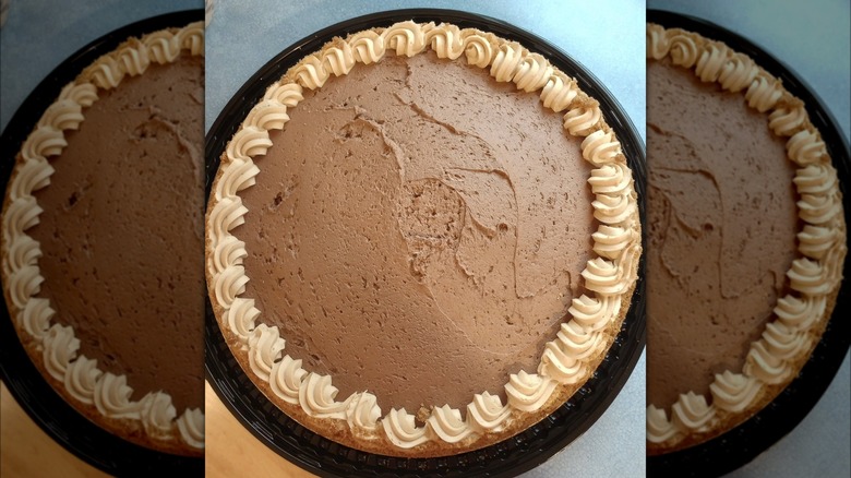 Top view of Costco's chocolate peanut butter pie