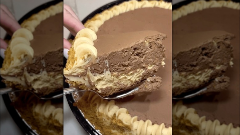 Slice of Costco's chocolate peanut butter pie