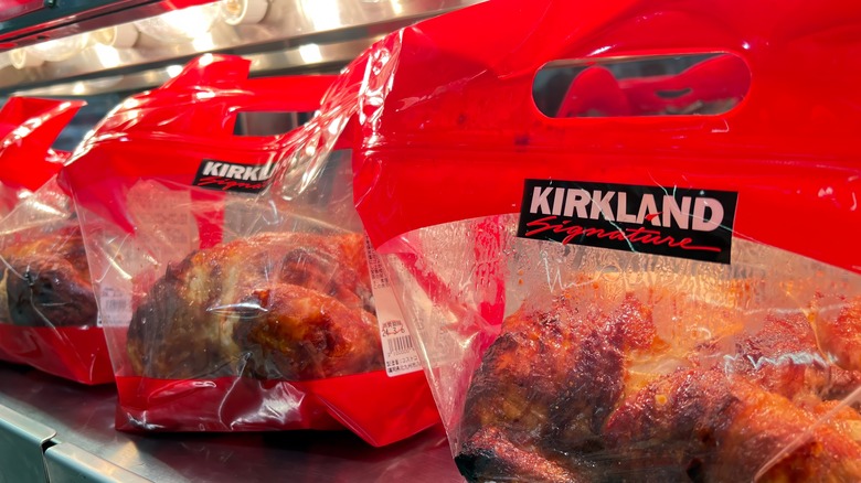 Kirkland rotisserie chickens in plastic bags