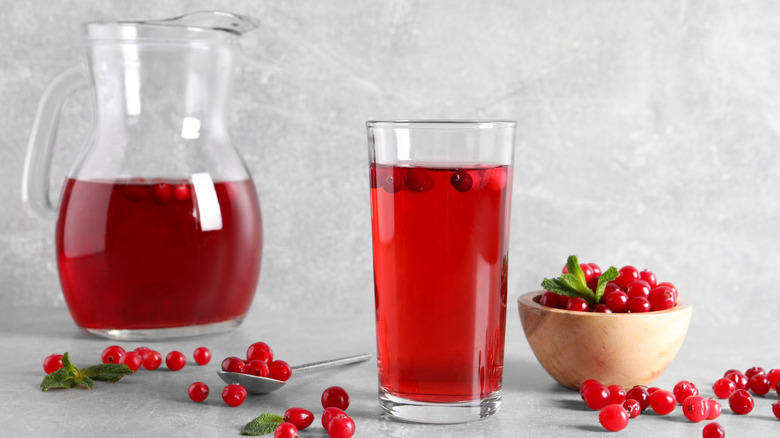 Glass of cranberry juice