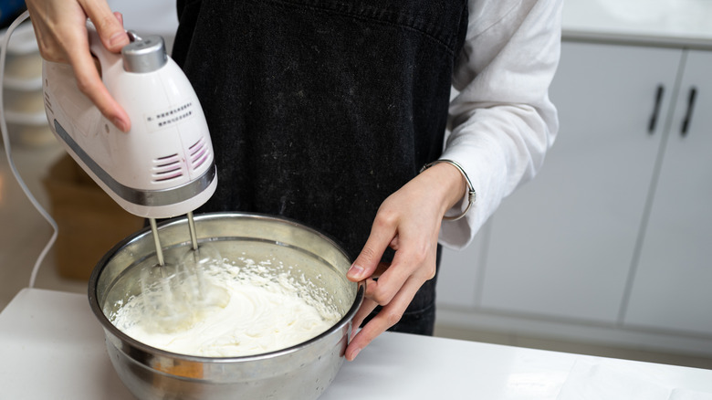 Recipe being made with hand mixer