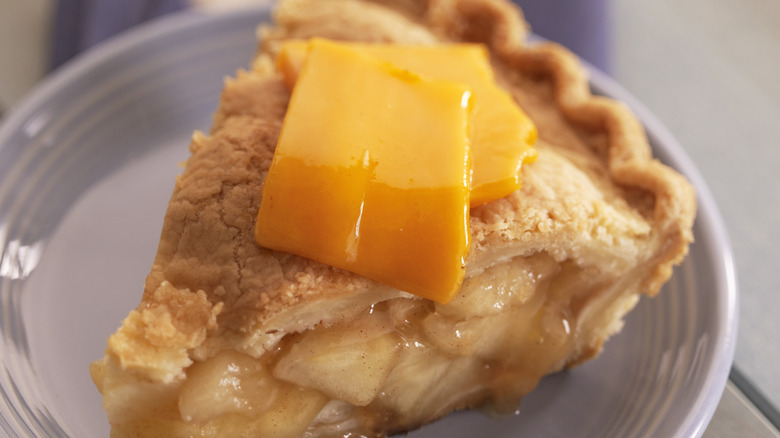 Apple pie with cheese on top