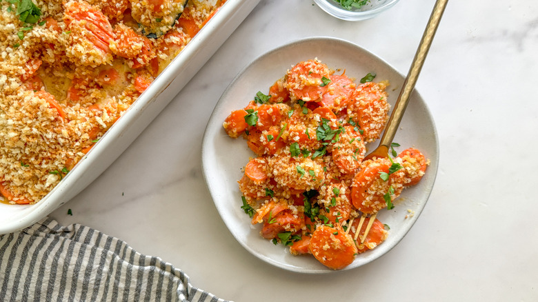 small plate with carrot casserole