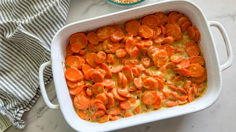 carrot casserole in baking dish