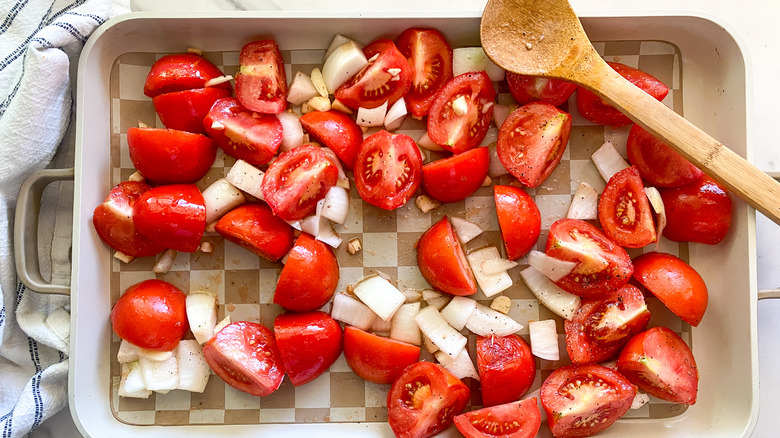 tomatoes on sheet pan