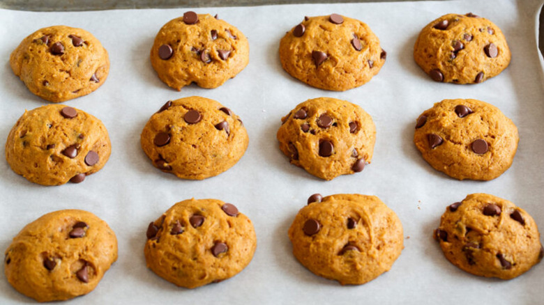 A fresh batch of chocolate chip cookies.