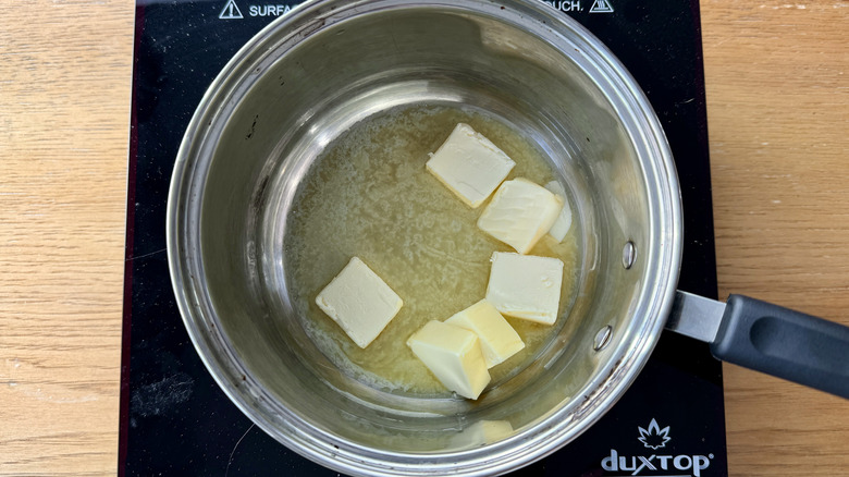 Butter melting in pan