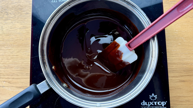 Melted chocolate mixture in pot