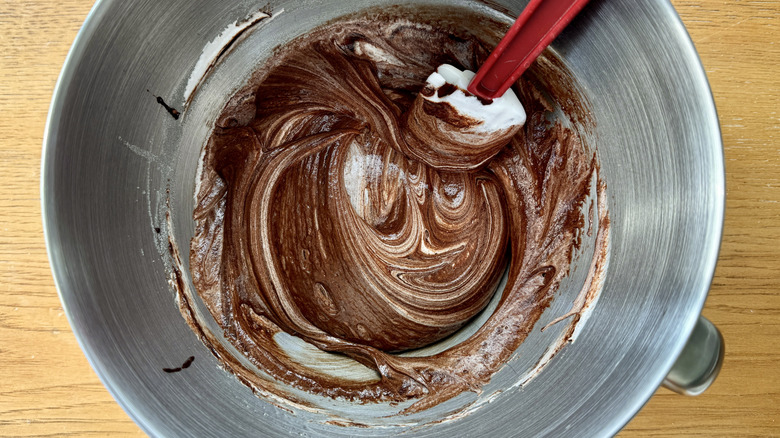 Folding chocolate brownie brittle batter