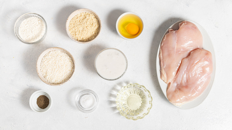 Ingredients for crispy coconut baked chicken breasts recipe