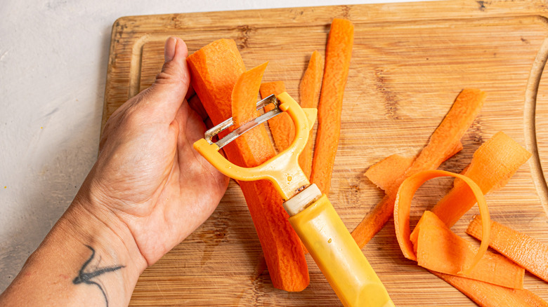 Shaving a carrot