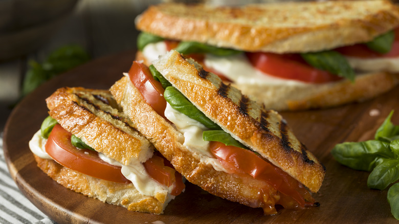 Toasted caprese sandwiches