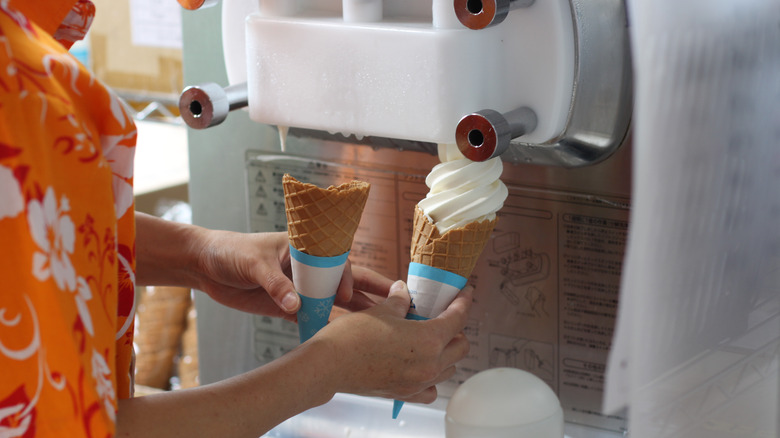 Man making soft serve