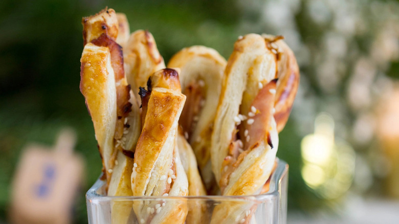 puff pastry twists in glass