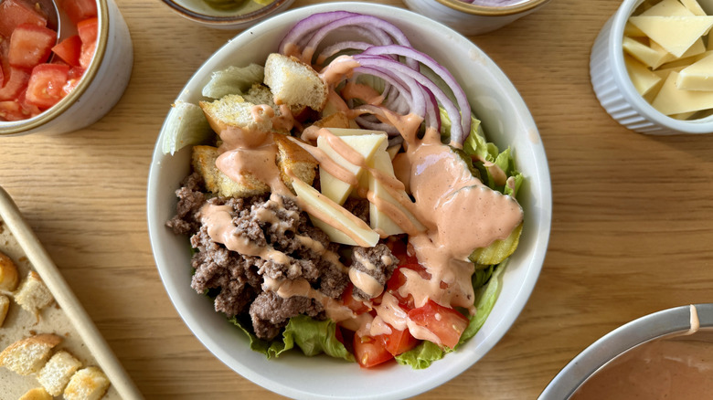 Deluxe Cheeseburger Bowl With Special Sauce