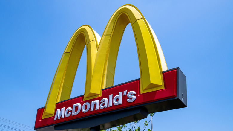McDonald's sign in front of blue sky
