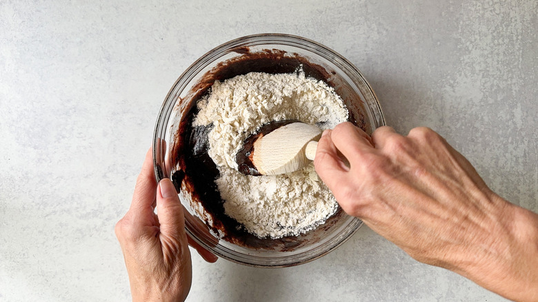 flour mixing in bowl