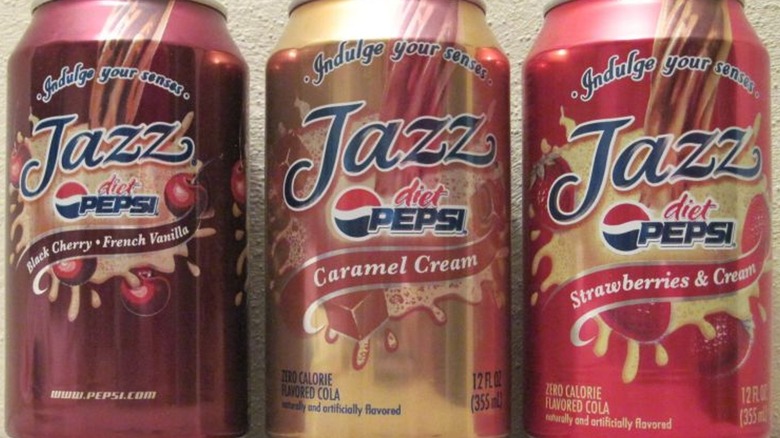 Three cans of Diet Pepsi Jazz flavors