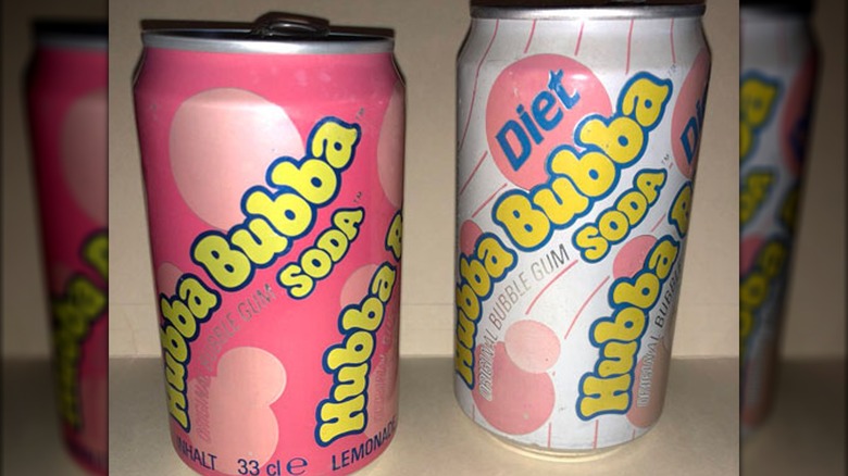 Cans of regular and diet Hubba Bubba soda