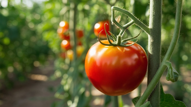 Large tomato on a vine