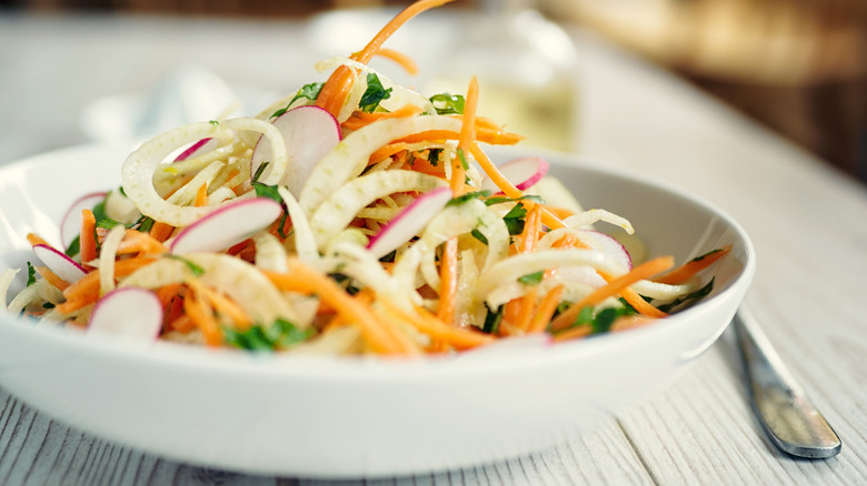 Bowl of mustardy coleslaw