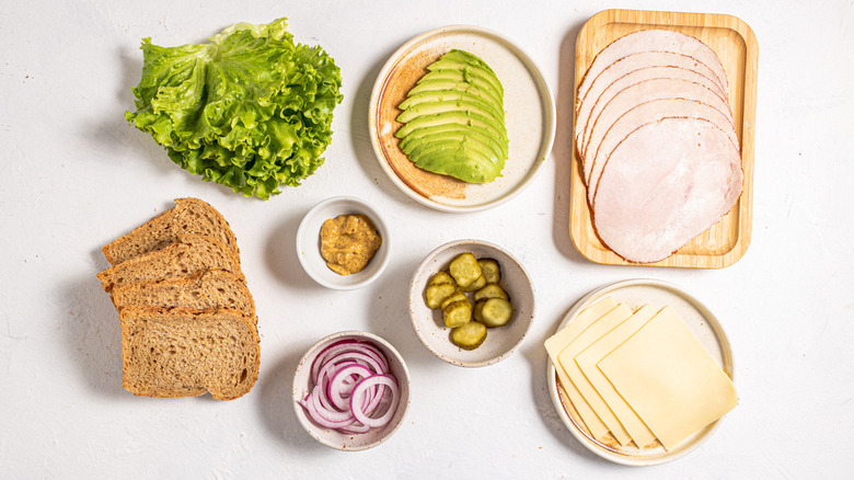 bread cheese meat and vegetables