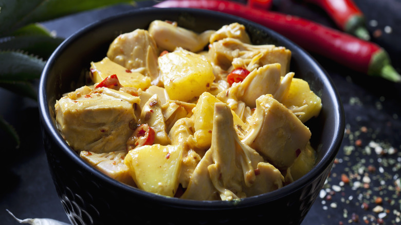 Bowl of jackfruit and pineapple