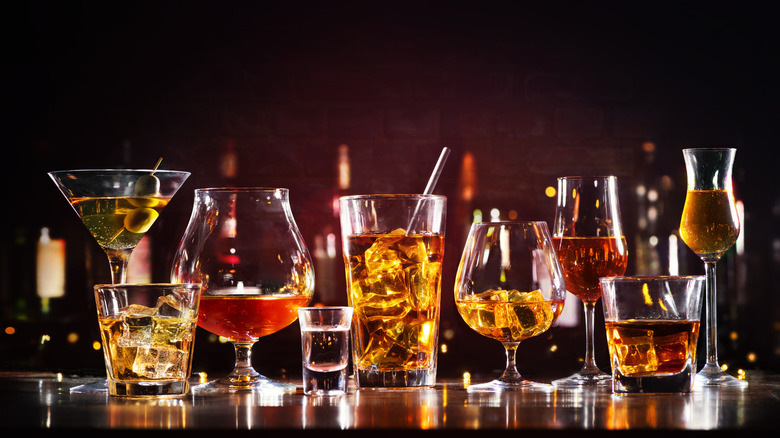 An assortment of poured liquors