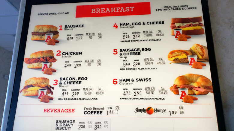 Arby's breakfast menu