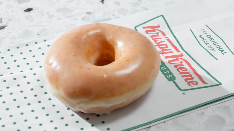 Krispy Kreme glazed doughnuts close-up