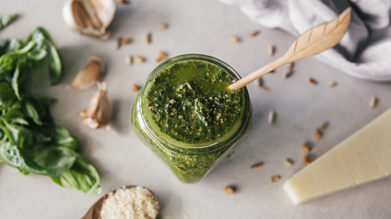 jar of pesto sauce