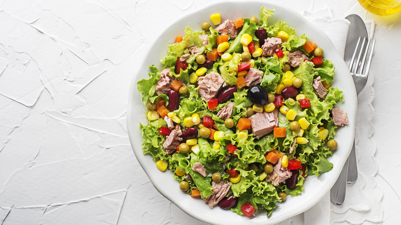 salad with canned vegetables and tuna