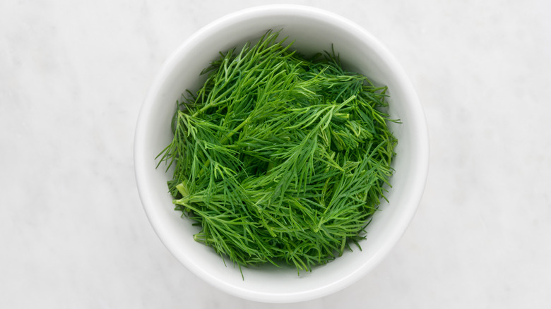 Bowl of chopped dill