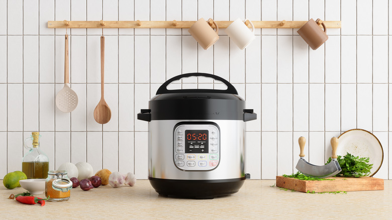 pressure cooker on kitchen counter